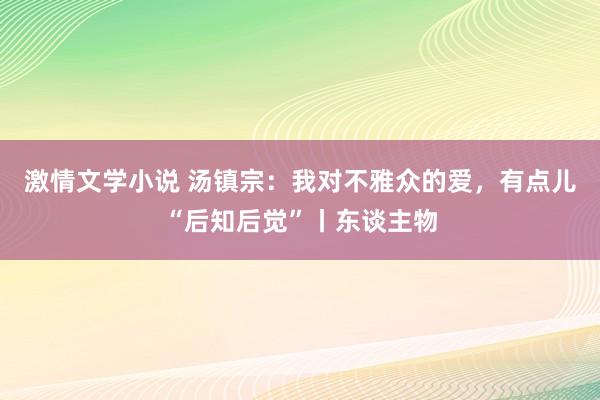 激情文学小说 汤镇宗：我对不雅众的爱，有点儿“后知后觉”丨东谈主物