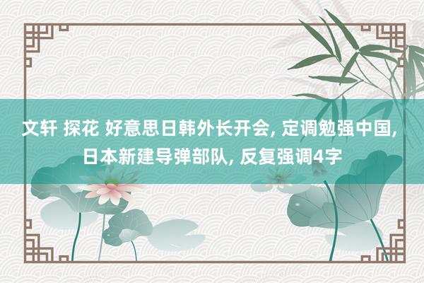 文轩 探花 好意思日韩外长开会， 定调勉强中国， 日本新建导弹部队， 反复强调4字
