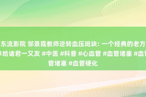 东流影院 邹景霞教师逆转血压斑块: 一个经典的老方，共享给诸君一又友 #中医 #科普 #心血管 #血管堵塞 #血管硬化