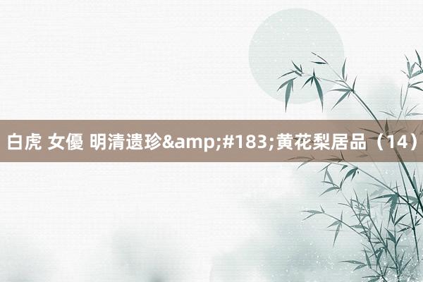 白虎 女優 明清遗珍&#183;黄花梨居品（14）